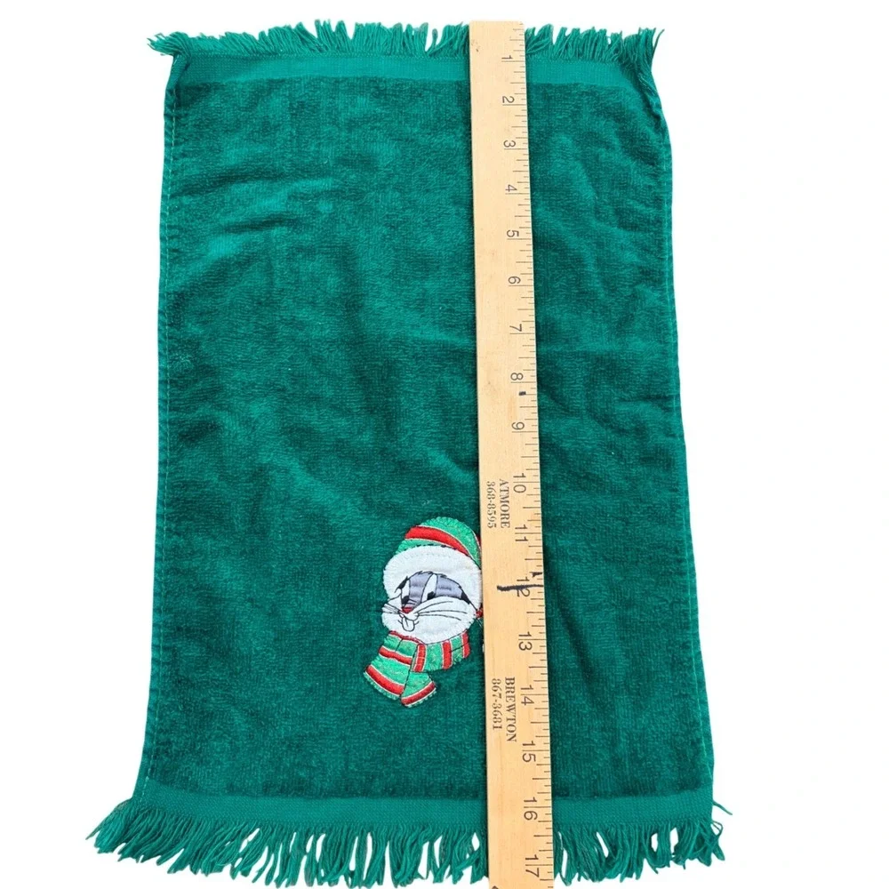 Vintage 1993 Looney Tunes Bugs Bunny Christmas Hand Towel Green Barth & Dreyfuss